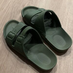 Green Slide Sandals